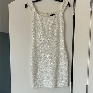 Aqua Silver Sequin Sheath Mini Dress
